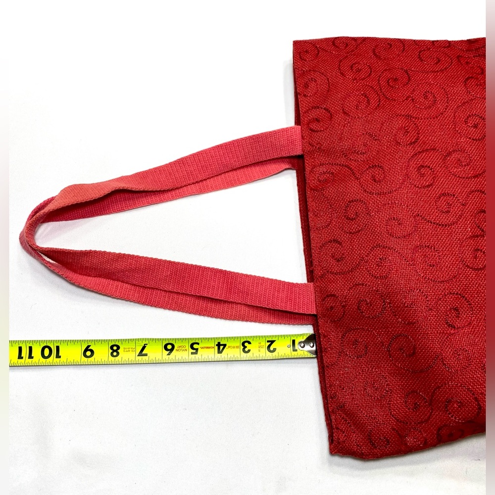 Jute Pocket Tote in Coral Red - Picture 9 of 12